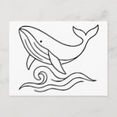 Minimalist Whale Line Art – Ocean Animal Briefkaart (Voorkant)