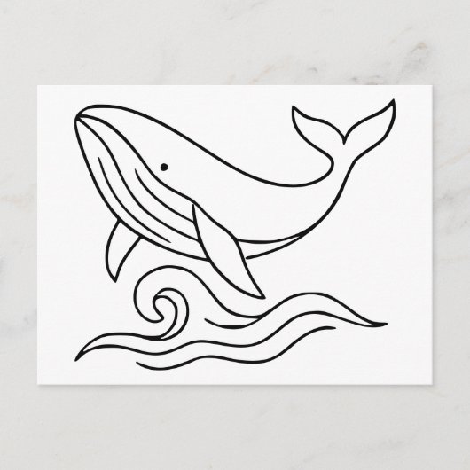 Minimalist Whale Line Art – Ocean Animal  Briefkaart (Voorkant)