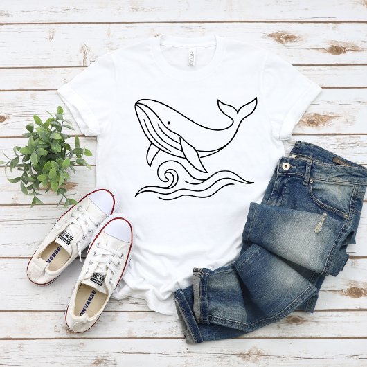 Minimalist Whale Line Art – Ocean Animal  T-shirt