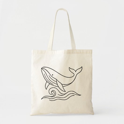 Minimalist Whale Line Art – Ocean Animal  Tote Bag (Voorkant)