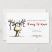 Minimalist Whimsical Reindeer Greeting Card Feestdagenkaart (Voorkant)