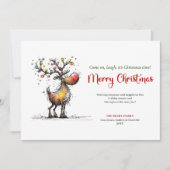 Minimalist Whimsical Reindeer Holiday Greeting Feestdagenkaart (Voorkant)