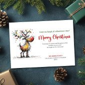 Minimalist Whimsical Reindeer Holiday Greeting Feestdagenkaart