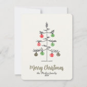 Minimalist Whimsical Sketch Christmas Tree Feestdagenkaart (Voorkant)