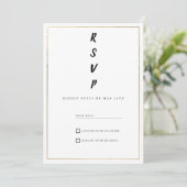 Minimalist white and gold typography RSVP Kaart (Staand voorkant)