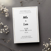 Minimalist white and gold typography Wedding Kaart
