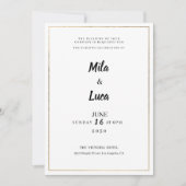 Minimalist white and gold typography Wedding Kaart (Voorkant)