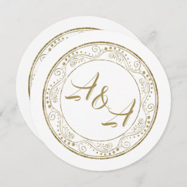 Minimalist White and Gold Wedding Invitation Kaart