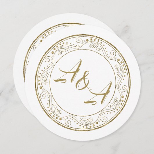 Minimalist White and Gold Wedding Invitation Kaart (Voorkant / Achterkant)