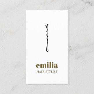 Minimalist White Antique Gold Black Hair Pin Salon Visitekaartje