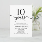 Minimalist White Black 10th Wedding Anniversary Kaart (Staand voorkant)