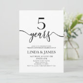 Minimalist White Black 5th Wedding Anniversary Kaart (Staand voorkant)