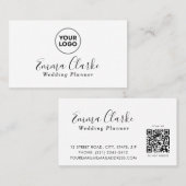 Minimalist White Black Scan Code Business Card Visitekaartje (Voorkant / Achterkant)