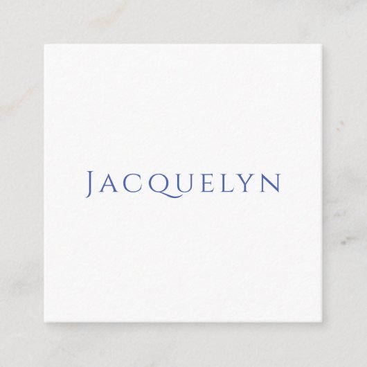 Minimalist White Blue Plain Elegant Modern Name Informatiekaartje (Voorkant)
