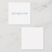 Minimalist White Blue Plain Elegant Modern Name Informatiekaartje (Voorkant / Achterkant)