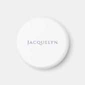 Minimalist White Blue Plain Elegant Modern Name Magneet (Voorkant)