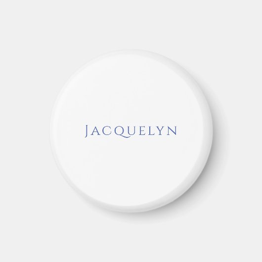 Minimalist White Blue Plain Elegant Modern Name Magneet (Voorkant)