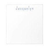 Minimalist White Blue Plain Elegant Modern Name Notitieblok (Voorkant)