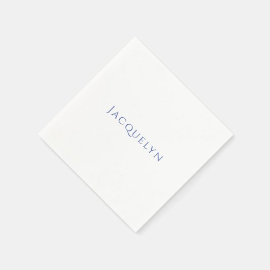 Minimalist White Blue Plain Elegant Modern Name Servet (Hoek)