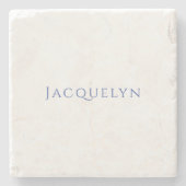 Minimalist White Blue Plain Elegant Modern Name Stenen Onderzetter (Voorkant)