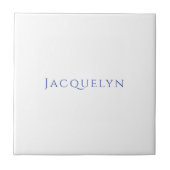 Minimalist White Blue Plain Elegant Modern Name Tegeltje (Voorkant)