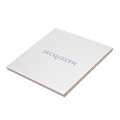 Minimalist White Blue Plain Elegant Modern Name Tegeltje (Zijkant)