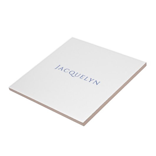 Minimalist White Blue Plain Elegant Modern Name Tegeltje (Zijkant)