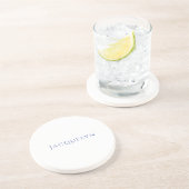 Minimalist White Blue Plain Elegant Modern Name Zandsteen Onderzetter (Zijkant)