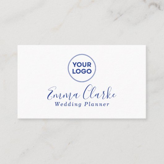 Minimalist White Blue Scan Code Business Card Visitekaartje (Voorkant)