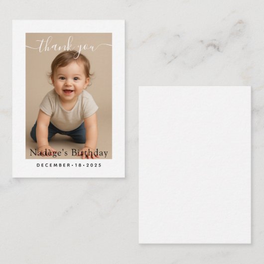 Minimalist White Border Birthday Dinner Photo Notitiekaartje (Voorkant / Achterkant)