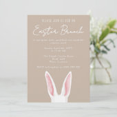 Minimalist White Bunny Ears Beige Easter Brunch Kaart (Staand voorkant)