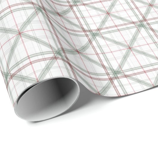 Minimalist White Christmas Geometric Plaid Cadeaupapier (Rol Hoek)