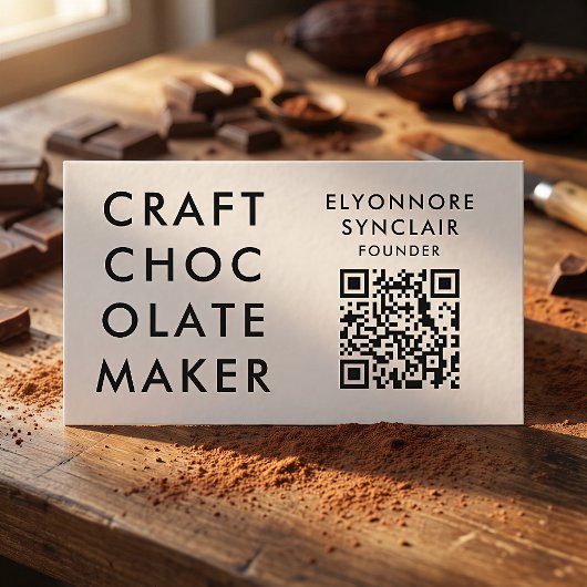 Minimalist White Craft Chocolate Maker QR Code Visitekaartje