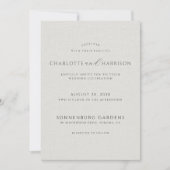 Minimalist White Faux Linen Wedding Invitation Kaart (Voorkant)