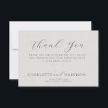 Minimalist White Faux Linen Wedding Thank You Notitiekaartje<br><div class="desc">Minimalist white faux linen wedding thank you card featuring a soft textured background and refined typography, perfect for couples sending a thoughtful note after their wedding celebration. The elegant script headline paired with classic serif lettering creates a timeless and understated design that complements modern, minimalist, and formal wedding stationery suites....</div>