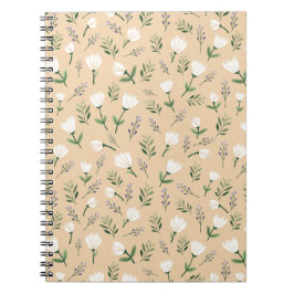 Minimalist white Floral Notitieboek