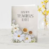 Minimalist White Floral Teacher’s Day Card Kaart (Gele Bloem)