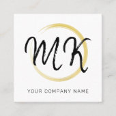 Minimalist White Gold & Black QR-code toevoegen Mo Vierkante Visitekaartje (Voorkant)