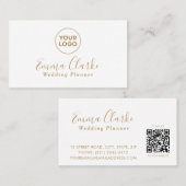Minimalist White Gold  Scan Code Business Card Visitekaartje (Voorkant / Achterkant)