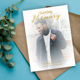 Minimalist White Gradient Overlay Photo Funeral Kaart