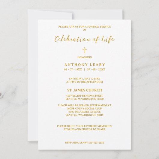 Minimalist White Gradient Overlay Photo Funeral Kaart (Achterkant)