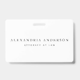 Minimalist White Lawyer Business Professional ID Badge