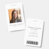 Minimalist White Lawyer Professional ID Photo Badge (Voor- en achterkant)