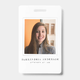 Minimalist White Lawyer Professional ID Photo Badge
