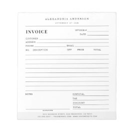 Minimalist White Lawyer Professional Invoice Notitieblok