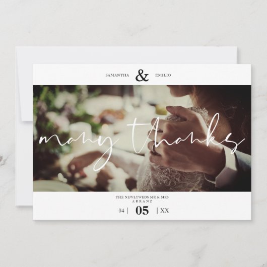 Minimalist White Many Thanks Photo Couple Wedding (Voorkant)