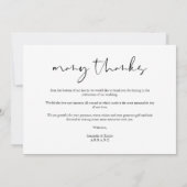 Minimalist White Many Thanks Photo Couple Wedding (Achterkant)