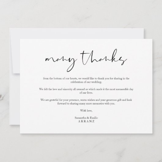 Minimalist White Many Thanks Photo Couple Wedding (Achterkant)