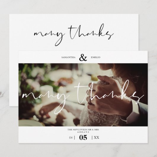Minimalist White Many Thanks Photo Couple Wedding (Voorkant / Achterkant)