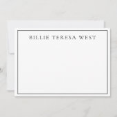 Minimalist White | Modern Simple Border Monogram Notitiekaartje (Voorkant)